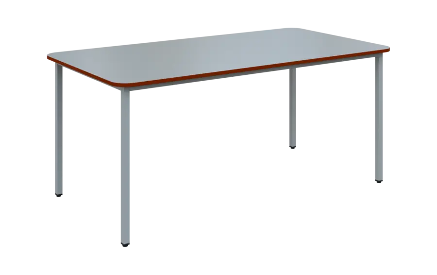 JSBR 170N Jídelní stůl 1700 x 900 mm, deska šedá s hranou cihlově červená / podnož stříbrná